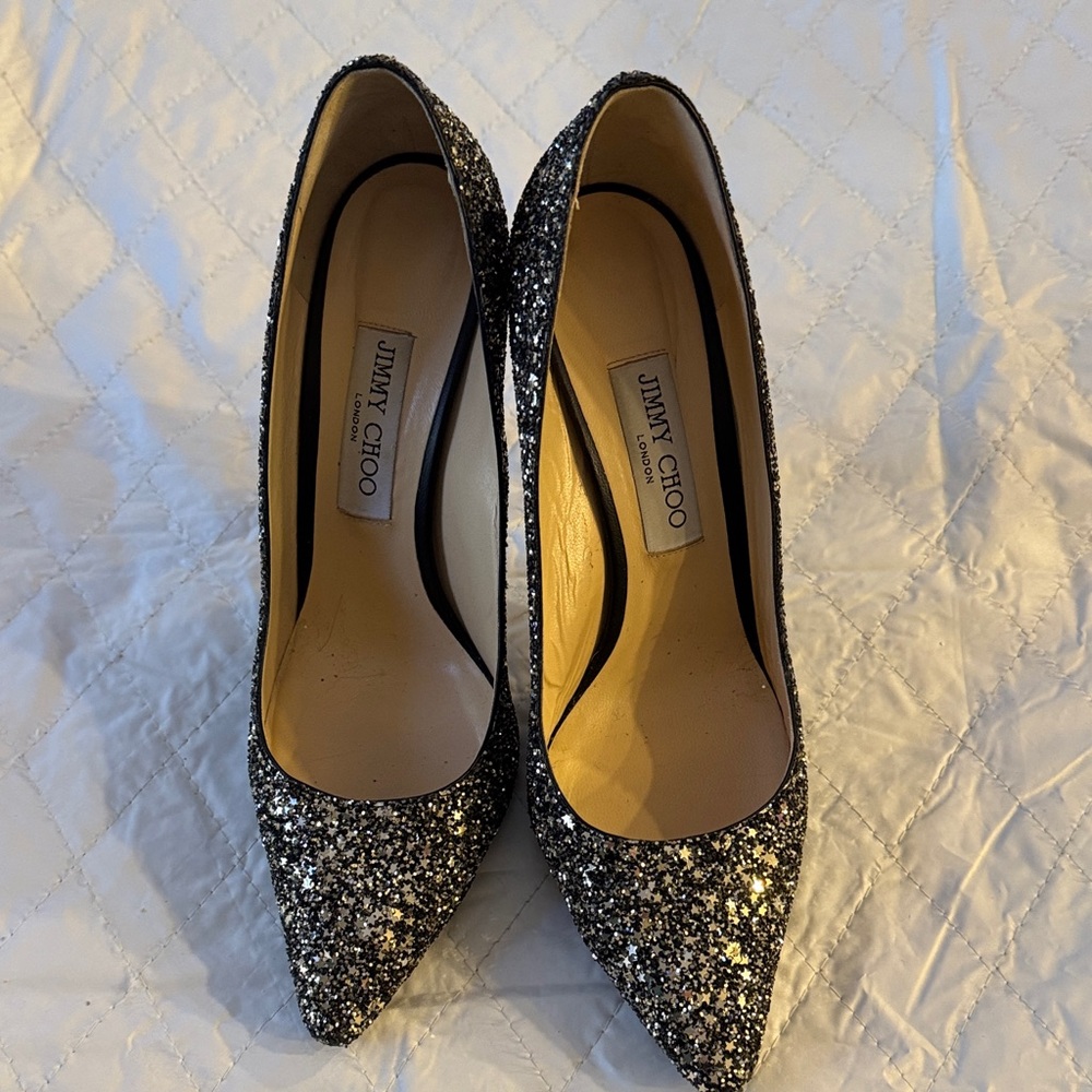 JIMMY CHOO silvery sparkly stilettos!
